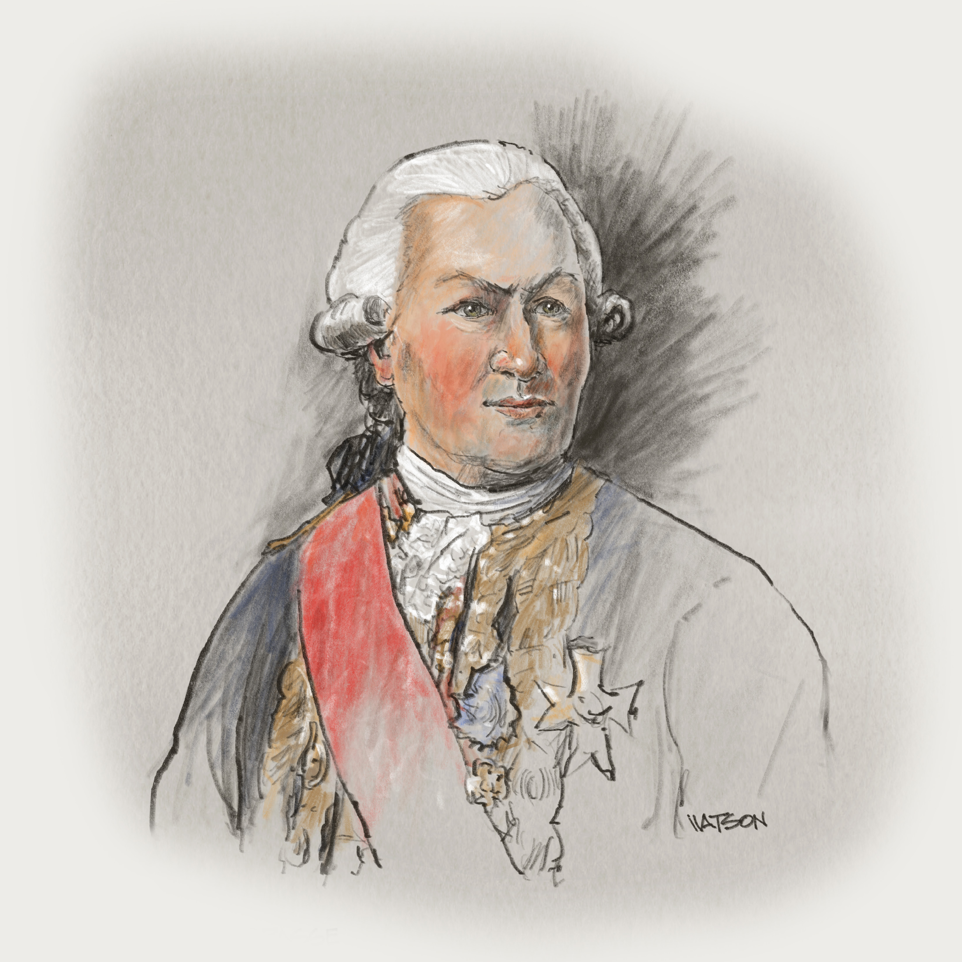 Drawn portrait of François Joseph Paul de Grasse