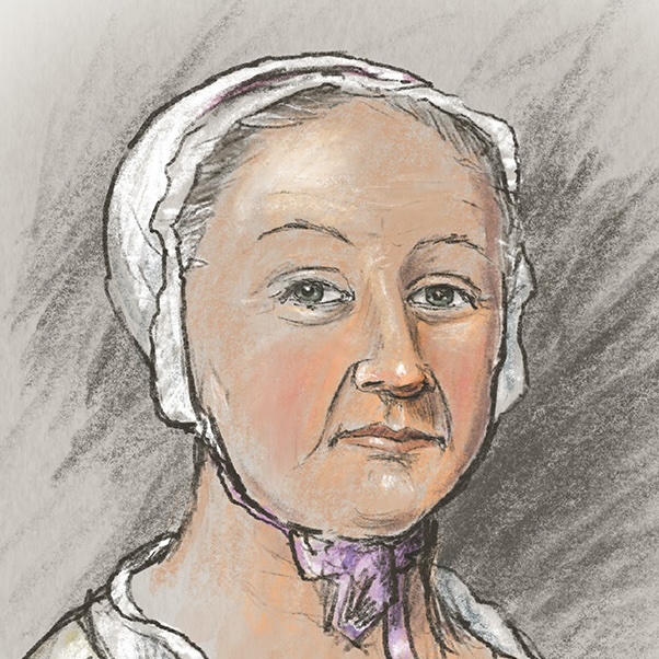 Illustrated portrait drawing of Grace Growdon Galloway