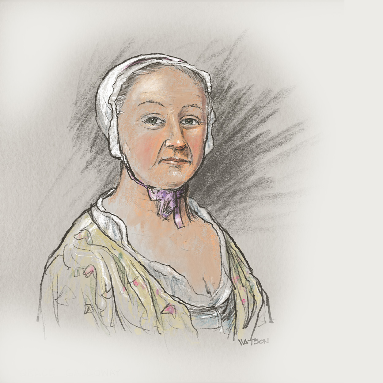 Drawn portrait of Grace Growdon Galloway
