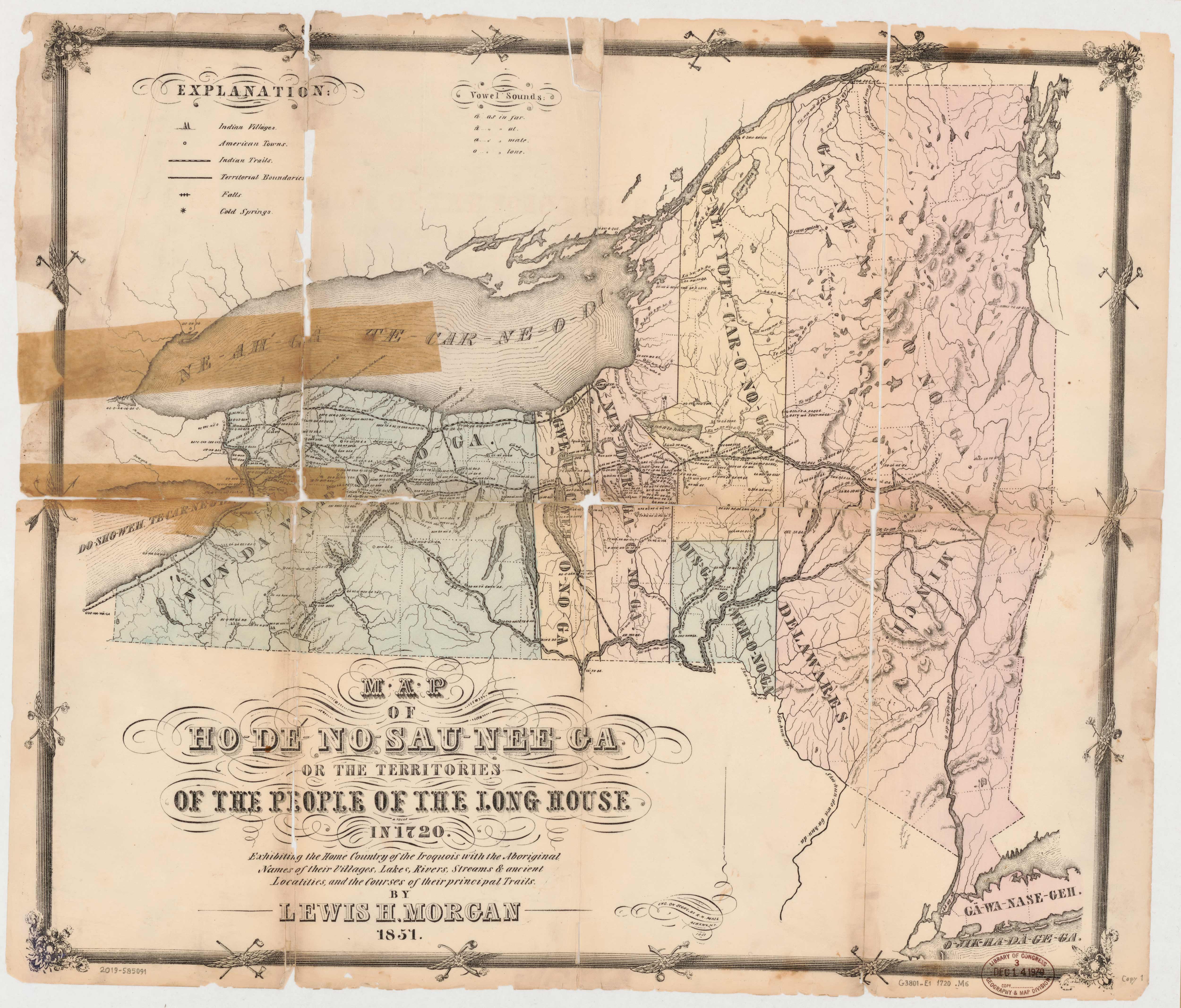 This 1720 map depicts the lands of the Iroquois. The Oneida made up one of the six Iroquois nations.