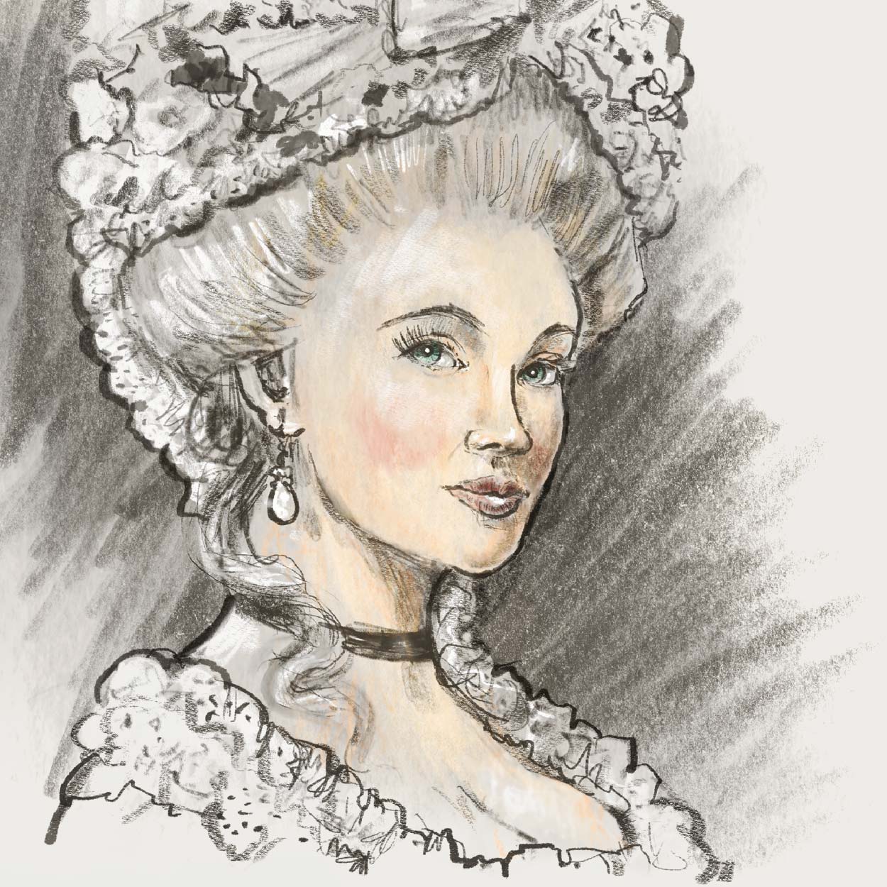 Drawn portrait of Peggy Shippen Arnold