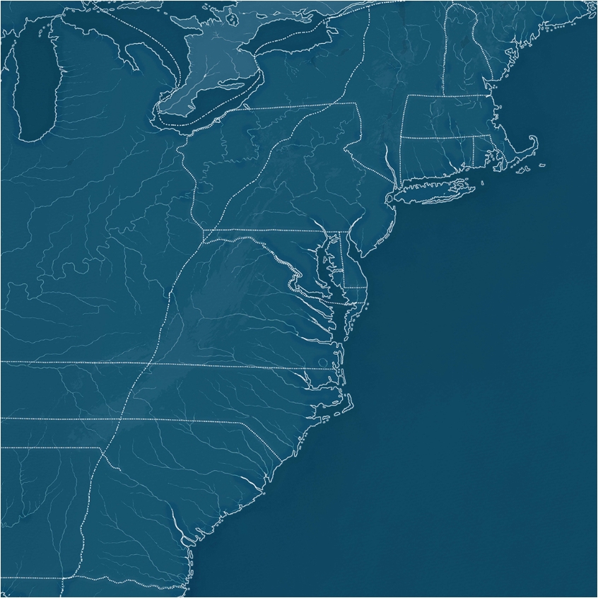 Outline map of the US Colonies in 1790