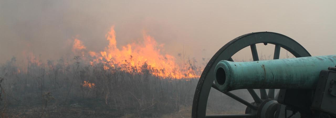 Prescribed fire near the Brawner Farm at Manassas National Battlefield Park in November 2019.