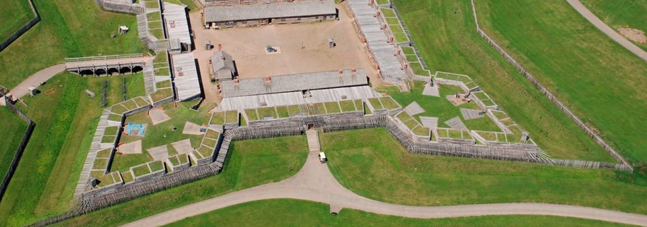 Aerial photograph of an eighteenth century bastion fort. 