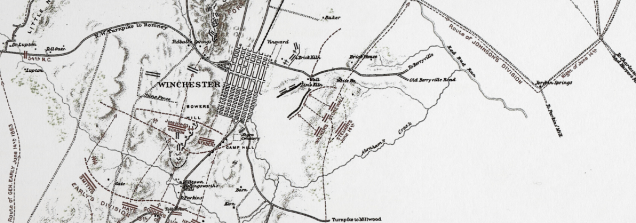 A historical map of the Battle of Second Winchester