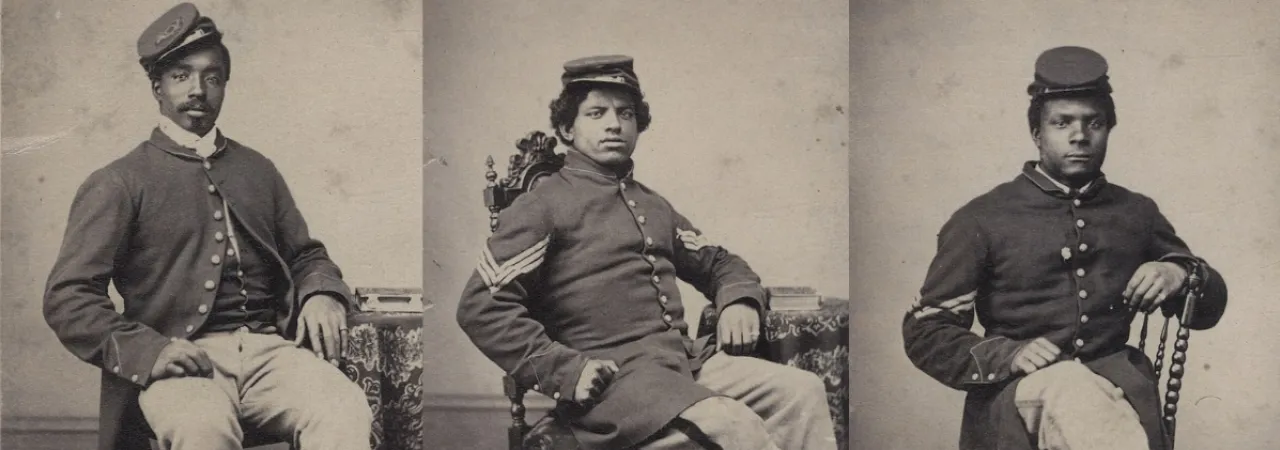 Portraits of three African American soldiers.