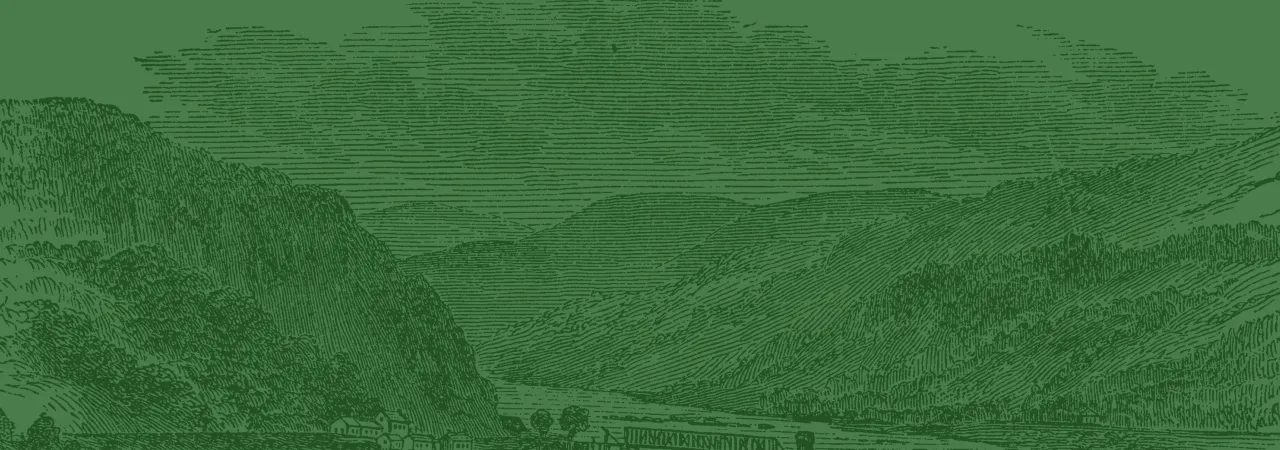This is a landscape sketch of mountains and valleys.