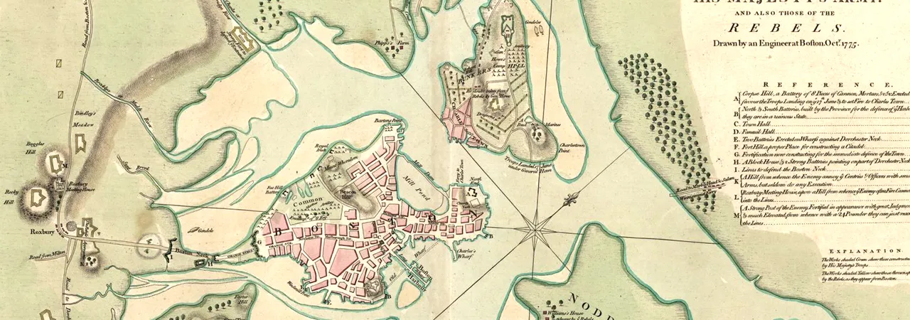 A map detailing the tactics used at the Siege of Boston