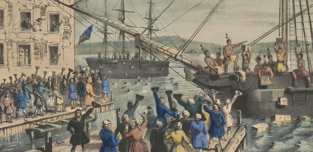 Protesters, some disguised as American Indians, destroyed an entire shipment of tea sent by the East India Company.