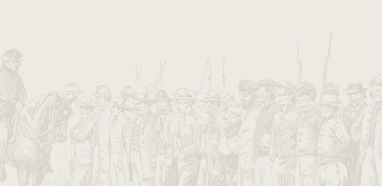 This is a sketch of Union soldiers lined up and ready for battle.