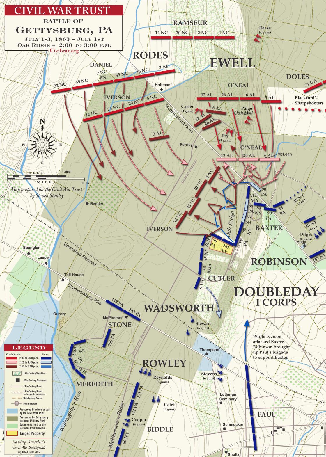 Gettysburg Oak Hill And Ridge 2 00 3 00PM American Battlefield Trust   Gettysburg   Oak Ridge 2 3pm (July 1 1863)(June 2017) 