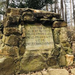 1928 marker placed by McCoy descendants at McCoy Slave Cemetery, Huntersville, N.C.