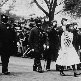 African American GAR veterans and family marching in New York City, 1912