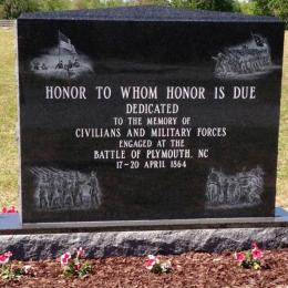 Monument dedicated during 150th Anniversary of the Battle of Plymouth in 2014. 