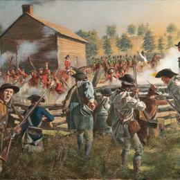 Artist's depiction of Huck's Defeat at Williamson's Plantation, 1780