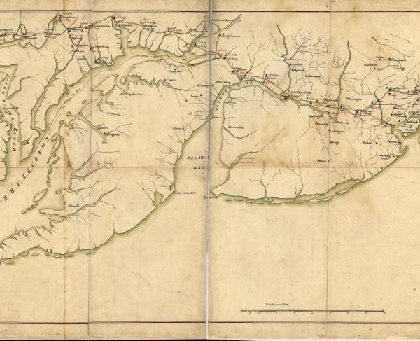 18th-century map of a portion of the Washington-Rochambeau Revolutionary Route National Historic Trail