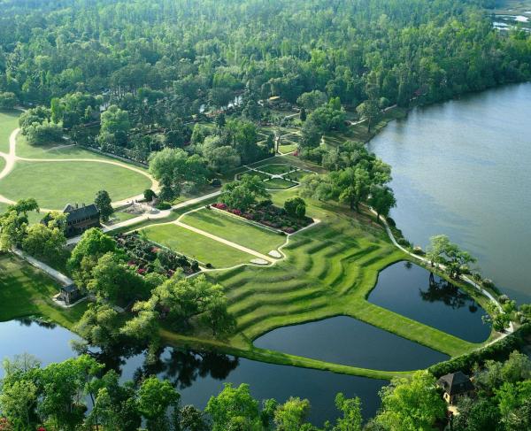 a aerial photo of the house and grounds of Middleton Place