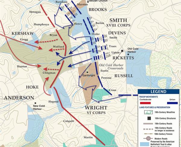 Plan of Battle of Cold Harbor, Va. : June 1st and 3rd 1864 | American ...