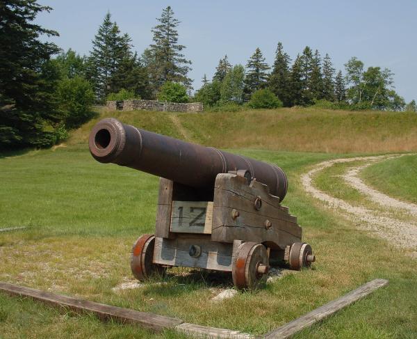 Earthworks and cannon at Fort George in Castine, ME