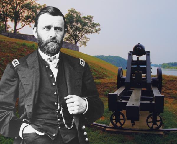 A photo of Ulysses S. Grant in front of Fort Donelson