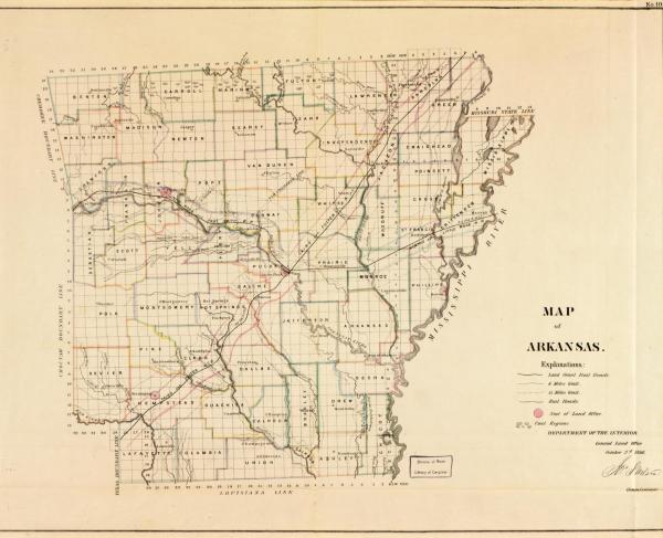 Map of Arkansas - 1866