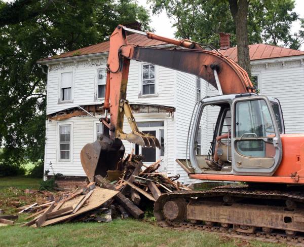 Demolition at Slaughter Pen Farm, Fredericksburg, Va.