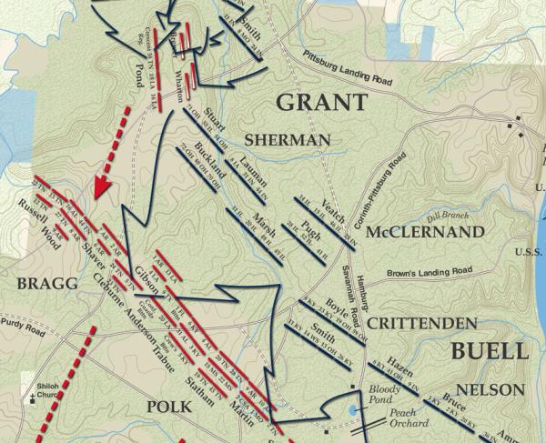 Battle Of Shiloh Civil War Map