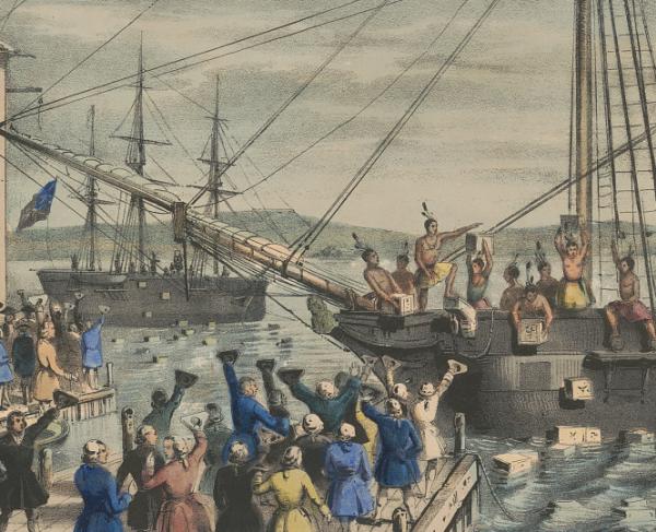 Protesters, some disguised as American Indians, destroyed an entire shipment of tea sent by the East India Company.