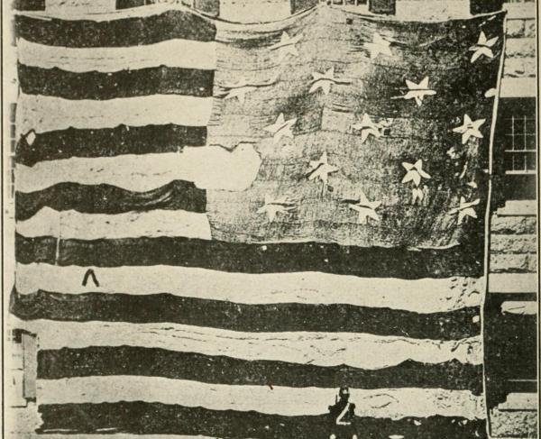 This is a photograph taken in 1873 by George Henry Preble of the flag that flew over Fort McHenry on the morning of September 14, 1814.