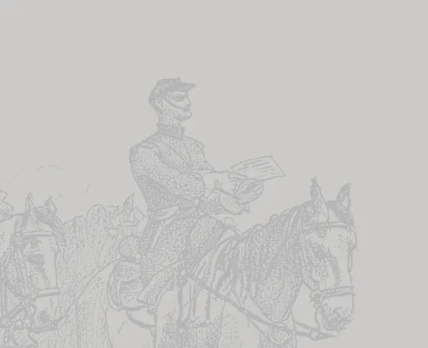 This is a sketch of three Union soldiers traveling by horseback.
