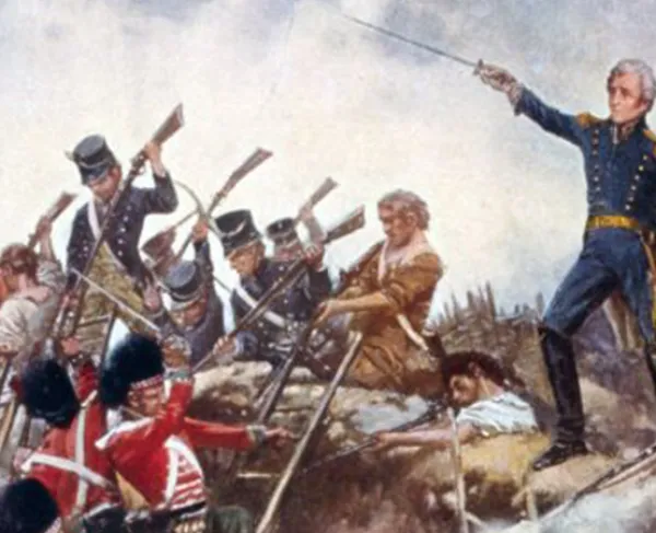 This painting portrays the British-American conflict at the Battle of New Orleans.
