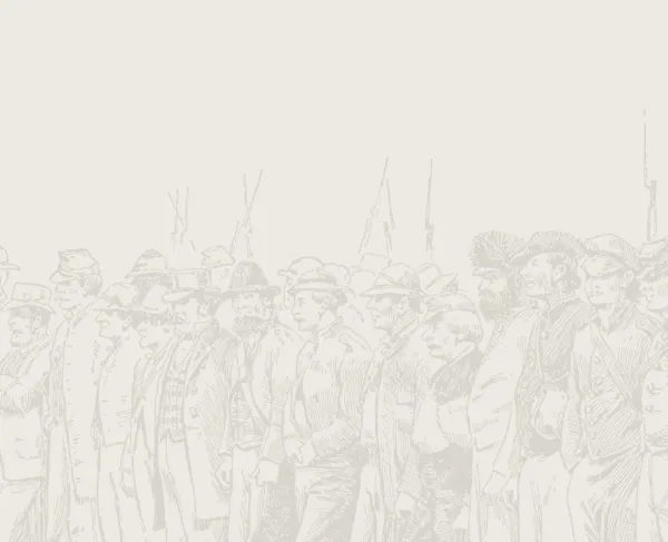 This is a sketch of Union soldiers lined up and ready for battle.