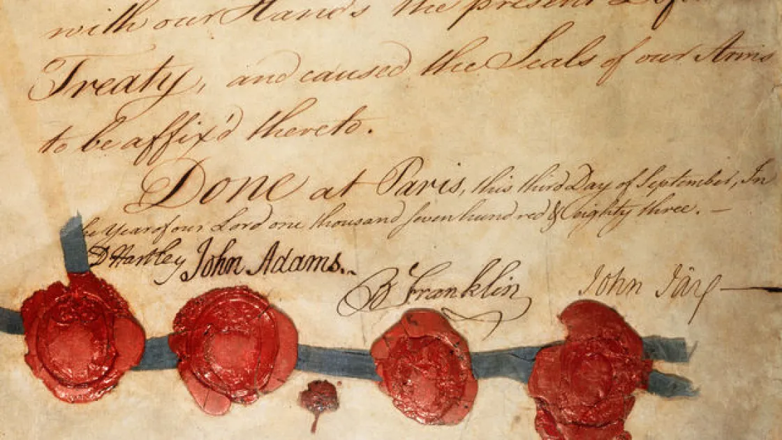 This is a scan of the signatures at the bottom of the Treaty of Paris.