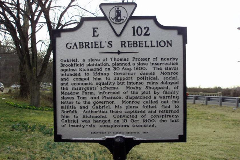 Gabriel's Rebellion Historic Highway Marker