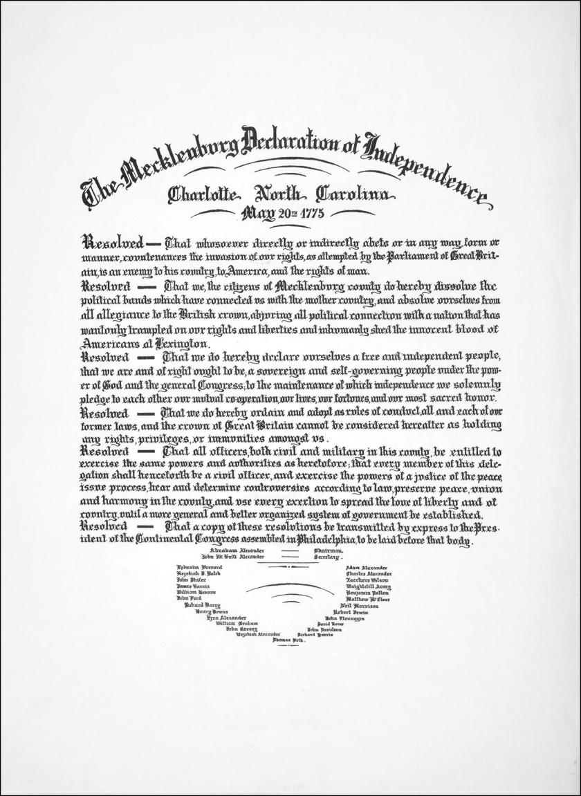 The Mecklenburg Declaration of Independence