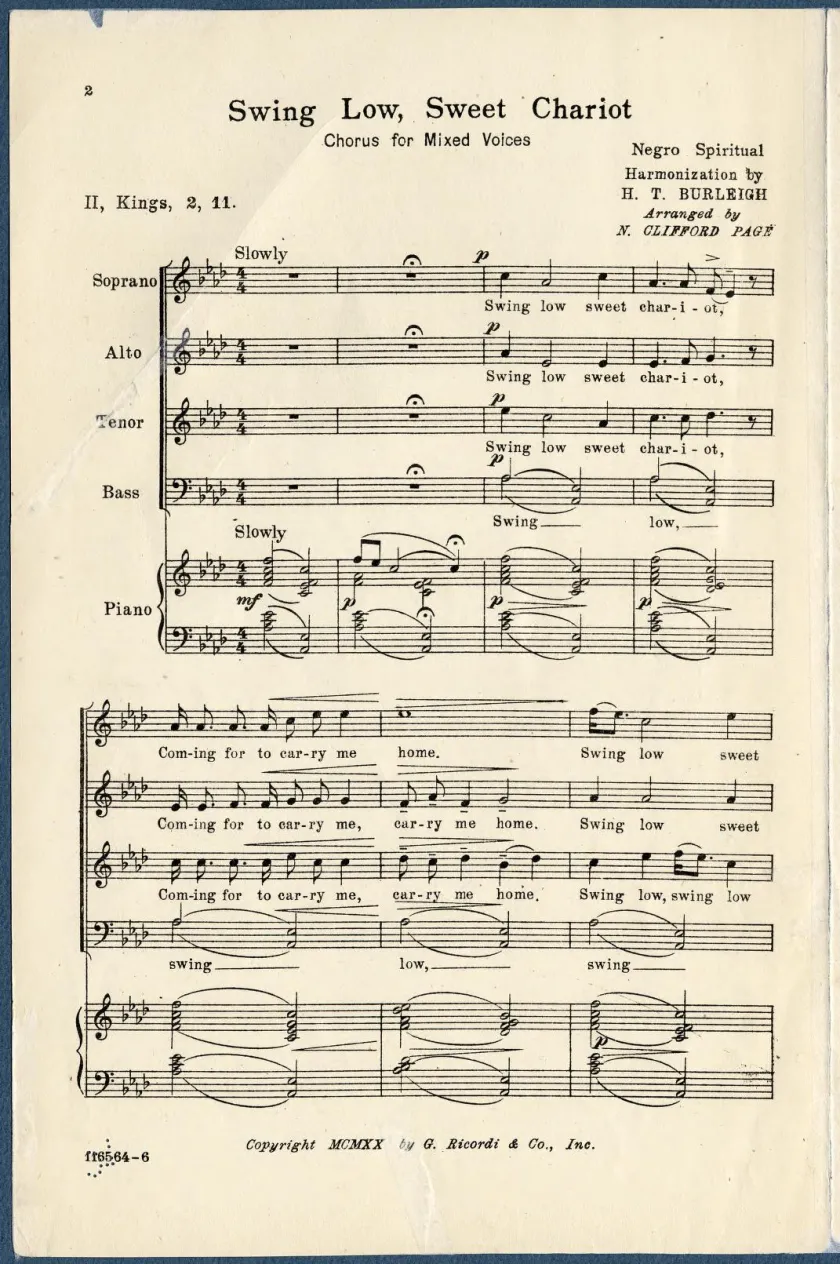 Swing low, sweet chariot : chorus for mixed voices