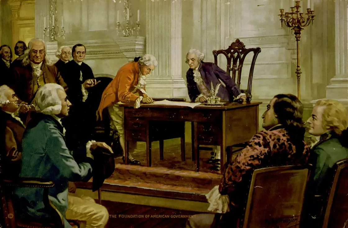 Gouverneur Morris signs the Constitution