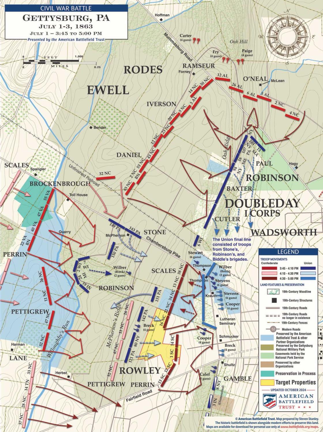 Gettysburg | McPherson’s, Oak and Seminary Ridges | July 1, 1863 | 3:45 to 5:00 pm 