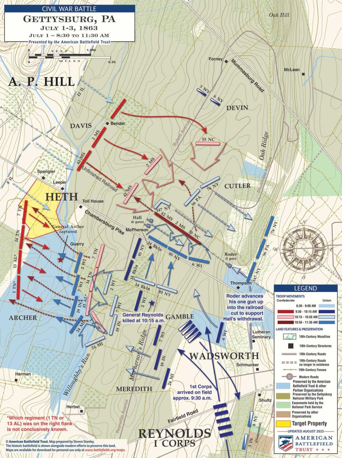 Gettysburg | McPherson’s, Oak and Seminary Ridges | July 1, 1863 ...