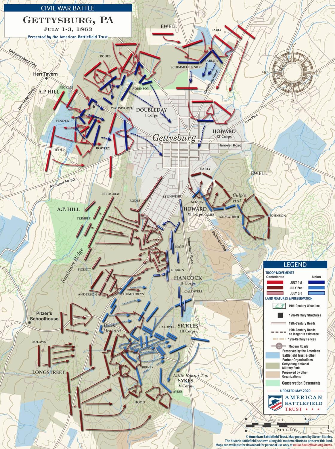 Gettysburg July 1 3 1863 American Battlefield Trust   Gettysburg  July 1 3 1863 (Now) (May 2020) 