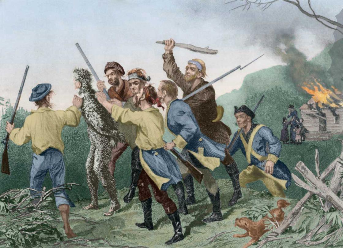 An illustration of a group of people tarring and feathering an indivudual