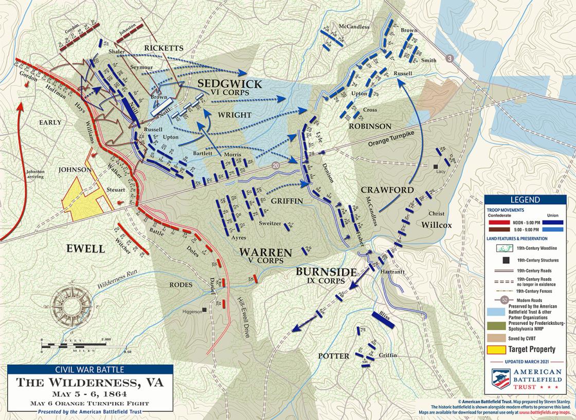 Battle Of The Wilderness Civil War Map