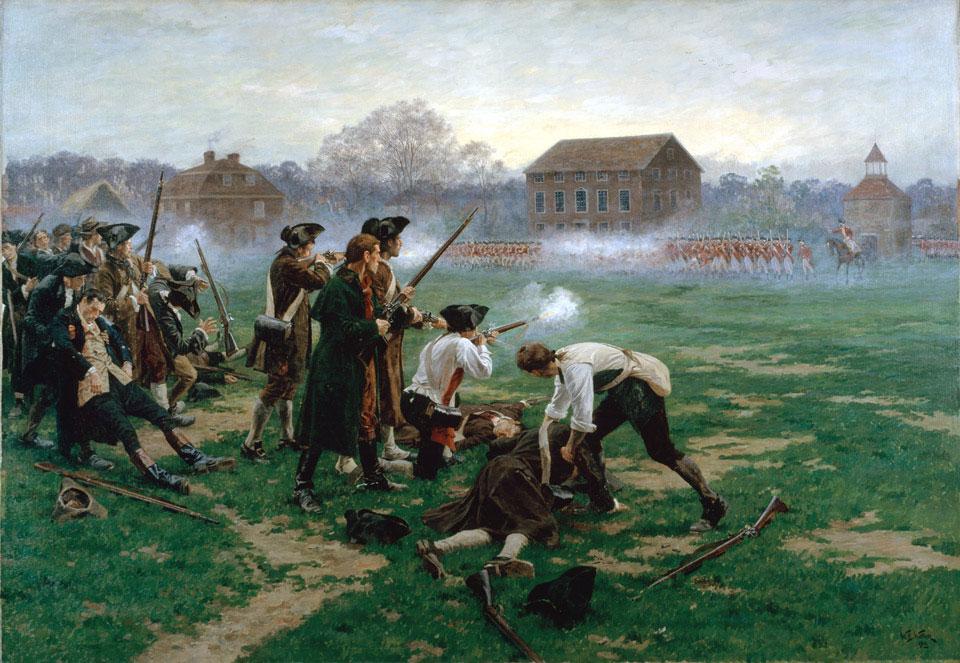 The Battle of Lexington depicted in a 1910 portrait by William Barnes Wollen