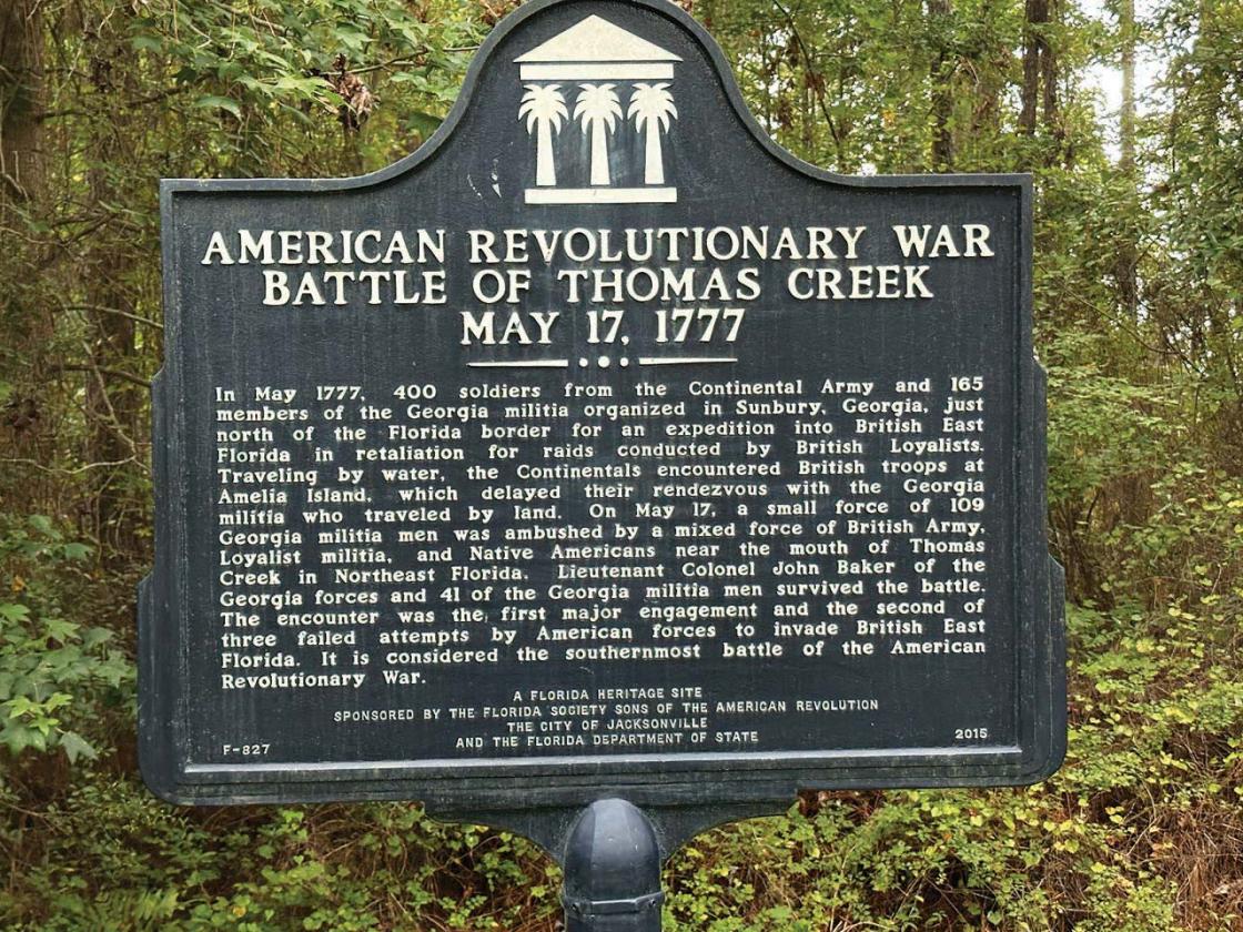 Battle of Thomas Creek Interpretive Sign