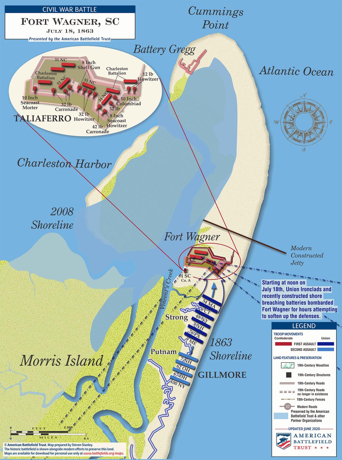 Fort Wagner Battle Map