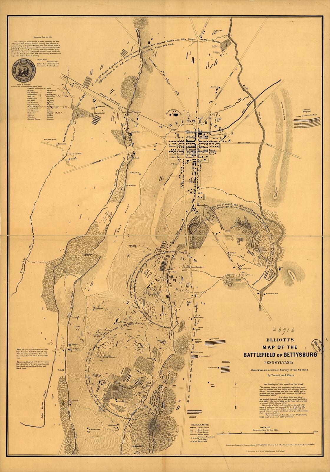 Elliott Burial Map Gettysburg Gettysburg - S.g. Elliott Burial Map | American Battlefield Trust