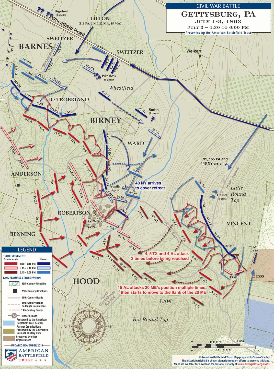 Gettysburg Devil S Den And Little Round Top July 2 1863 4 30pm To 5 30pm American Battlefield Trust