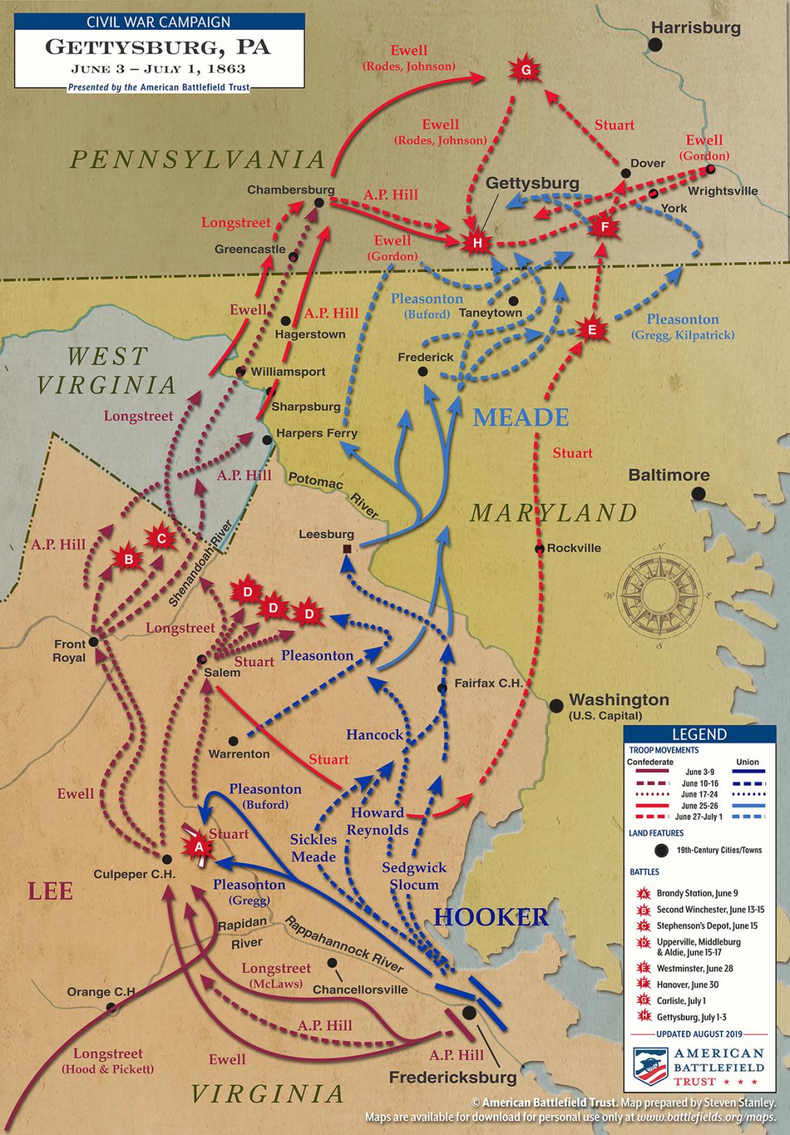 Gettysburg Campaign June 3 To July 1 1863 American Battlefield Trust   Gettysburg Campaign  June 3 To July 1 1863 (August 2019) 