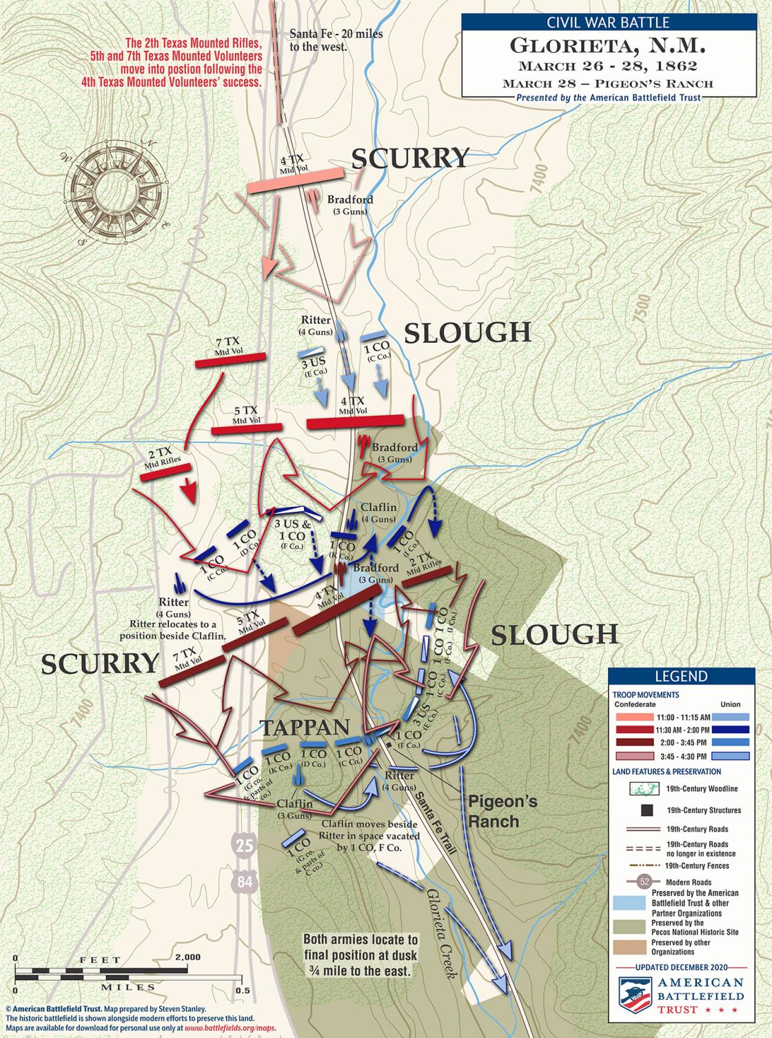 Glorieta New Mexico Map Glorieta Pass - The Fight For Pigeon's Ranch - March 28, 1862 | American  Battlefield Trust