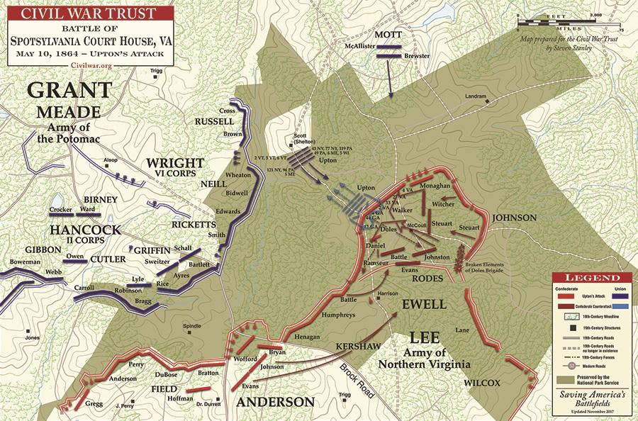 This is a map detailing the military tactics used during Upton's Assault. 